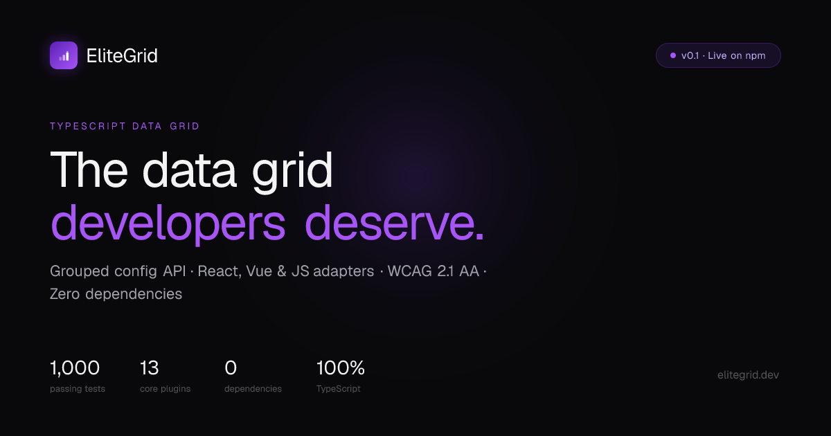 EliteGrid — High-Performance TypeScript Data Grid & Table Library